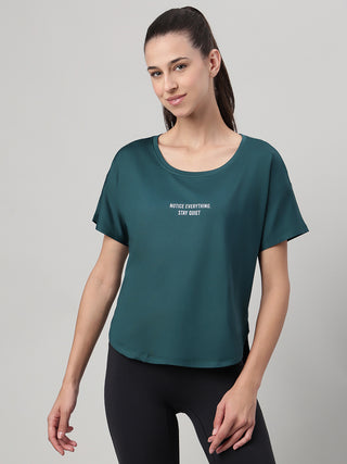 MKH Women Teal Comfort Contemporary Printed T-Shirt
