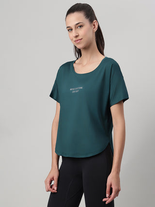 MKH Women Teal Comfort Contemporary Printed T-Shirt