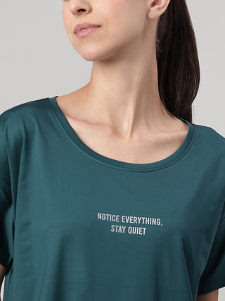 MKH Women Teal Comfort Contemporary Printed T-Shirt