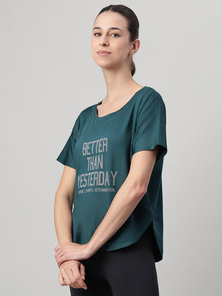 MKH Women Teal SwiftTrail Outdoor Gym Top