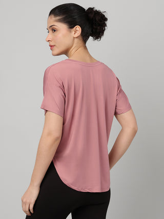MKH Women Pink Lifestyle Typography Printed Round Neck Relaxed Fit T-Shirt