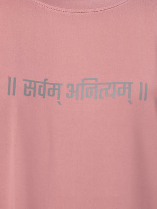 MKH Women Pink Lifestyle Typography Printed Round Neck Relaxed Fit T-Shirt