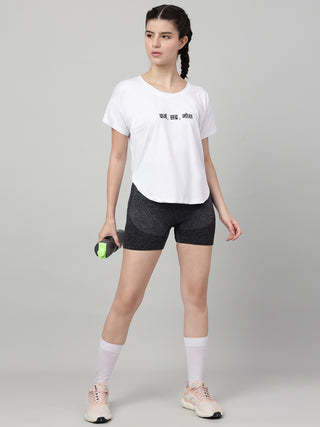 MKH Women White Contemporary Statement Typography Casual T-Shirt