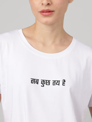 MKH Women White Signature Everyday Comfort Printed T-Shirt