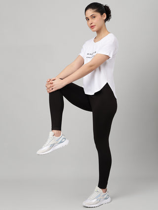 MKH Women White Essential Modern Typography Graphic T-Shirt