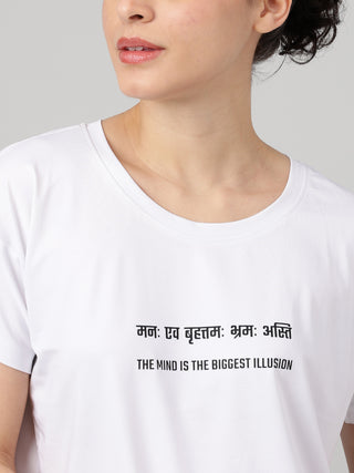 MKH Women White Essential Modern Typography Graphic T-Shirt