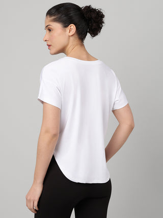 MKH White Women ZenMove Stretch Yoga Tee
