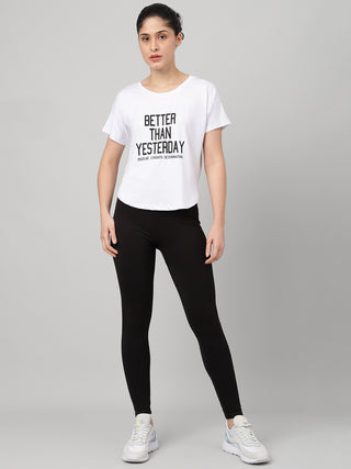 MKH White Women ZenMove Stretch Yoga Tee