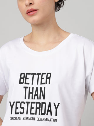 MKH White Women ZenMove Stretch Yoga Tee