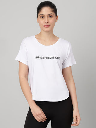 MKH Women White Graphic Urban Casual Printed T-Shirt