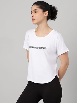 MKH Women White Graphic Urban Casual Printed T-Shirt