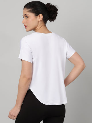 MKH Women White Graphic Urban Casual Printed T-Shirt