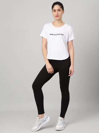 MKH Women White Graphic Urban Casual Printed T-Shirt