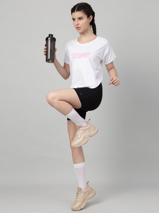 MKH White Women MoveLite Quick Dry Sports Tee