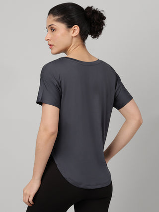 MKH Women Grey Urban Relaxed Fit Graphic T-Shirt