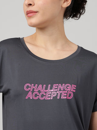 MKH Women Grey Urban Relaxed Fit Graphic T-Shirt