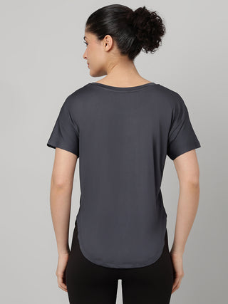 MKH Dark Grey Women SweatEase Comfort Gym Tee