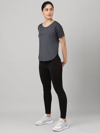 MKH Dark Grey Women SweatEase Comfort Gym Tee