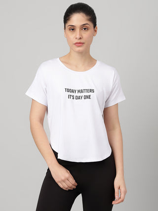 MKH Women White Fashion Statement Typography Casual T-Shirt