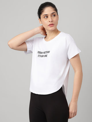 MKH Women White Fashion Statement Typography Casual T-Shirt
