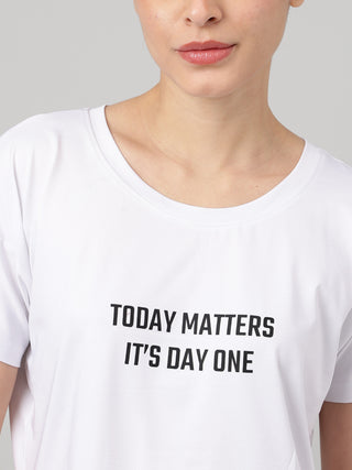 MKH Women White Fashion Statement Typography Casual T-Shirt
