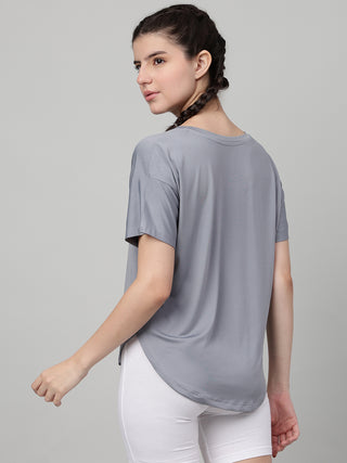 MKH Light Grey Women AirTrack Running Fitness Tee