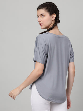 MKH Women Grey Daily Wear Modern Typography Graphic T-Shirt