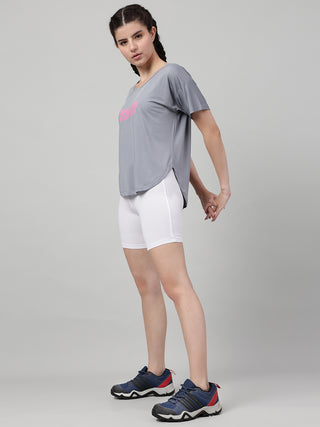 MKH Women Grey Daily Wear Modern Typography Graphic T-Shirt