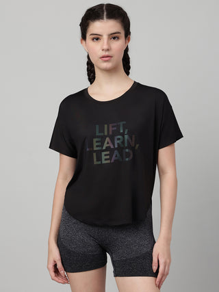 MKH Women Black PowerRush Fitness Activity Top