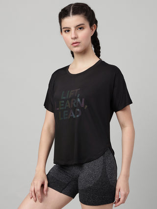 MKH Women Black PowerRush Fitness Activity Top