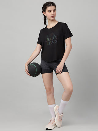 MKH Women Black PowerRush Fitness Activity Top