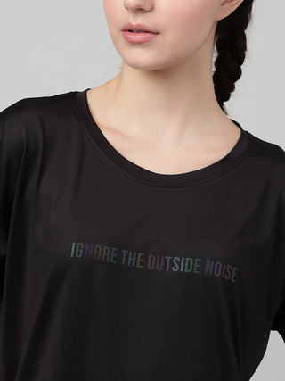 MKH Women Black Trendy Graphic Printed Casual T-Shirt