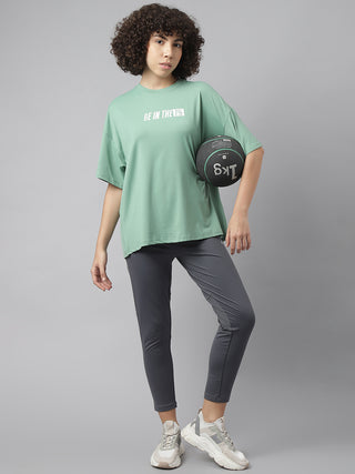 BE IN THE 1% WOMEN GREEN DRI-FIT RELAXED FIT T-SHIRT