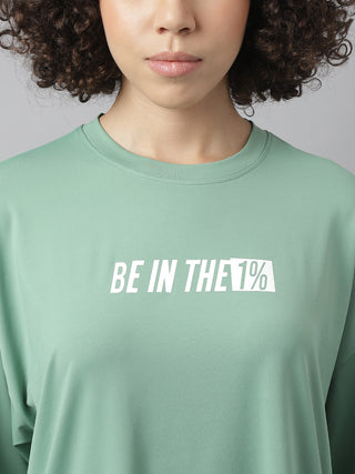 BE IN THE 1% WOMEN GREEN DRI-FIT RELAXED FIT T-SHIRT