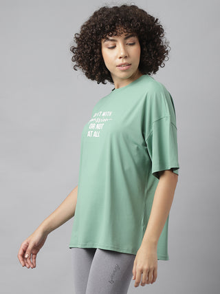 PASSION WOMEN GREEN DRI-FIT RELAXED FIT T-SHIRT