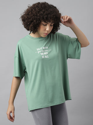 PASSION WOMEN GREEN DRI-FIT RELAXED FIT T-SHIRT