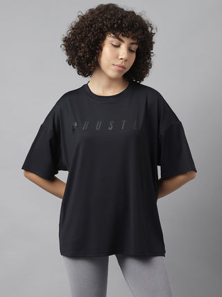 HUSTLE BLACK OVERSIZED FIT T-SHIRT