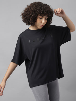 HUSTLE BLACK OVERSIZED FIT T-SHIRT