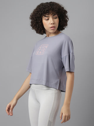 CONFIDENT WOMEN GREY DRI-FIT RELAXED FIT T-SHIRT