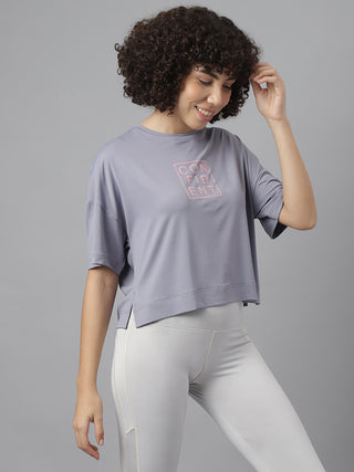 CONFIDENT WOMEN GREY DRI-FIT RELAXED FIT T-SHIRT