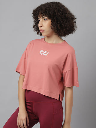 MKH Women Pink Drifit Relaxed T-Shirt