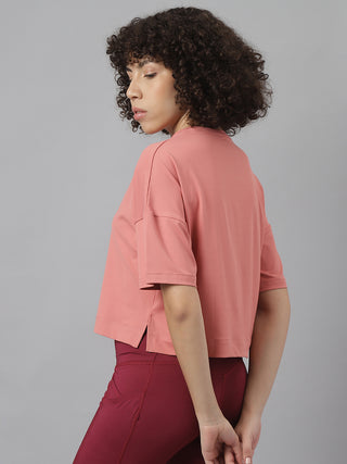 MKH Women Pink Drifit Relaxed T-Shirt