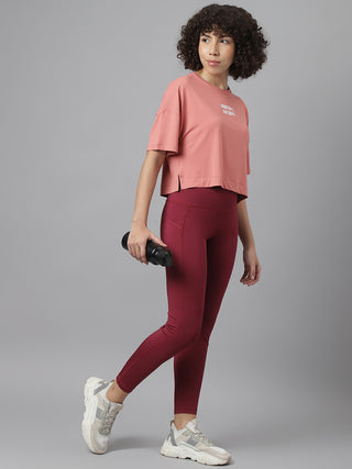 MKH Women Pink Drifit Relaxed T-Shirt