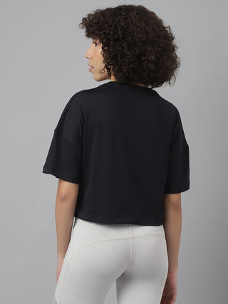 MkH Women Black Drifit Relaxed T-Shirt