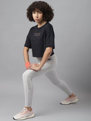 MkH Women Black Drifit Relaxed T-Shirt
