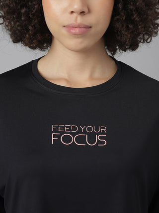 MkH Women Black Drifit Relaxed T-Shirt