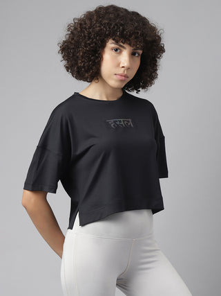 MKH Women Black Lightweight Activity T Shirt for Yoga and Gym