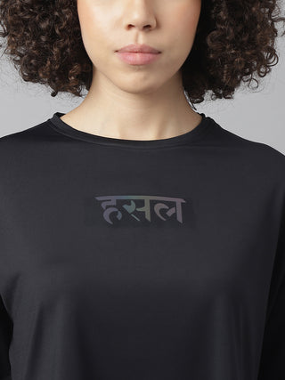 MKH Women Black Lightweight Activity T Shirt for Yoga and Gym
