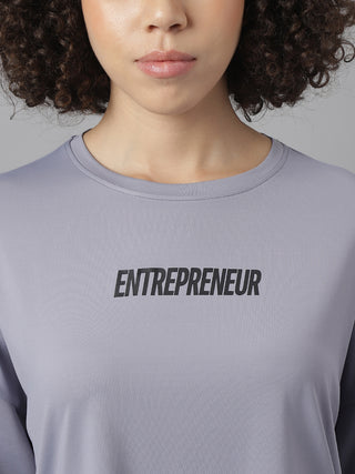 ENTREPRENEUR WOMEN GREY DRI-FIT RELAXED FIT T-SHIRT