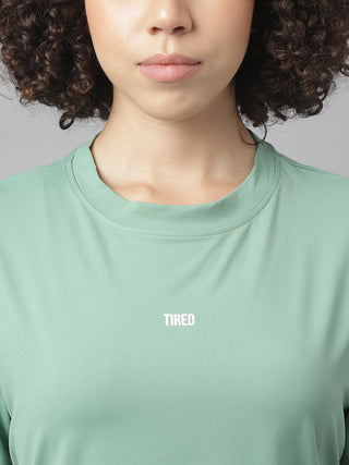 TIRED WOMEN GREEN DRI-FIT RELAXED FIT T-SHIRT